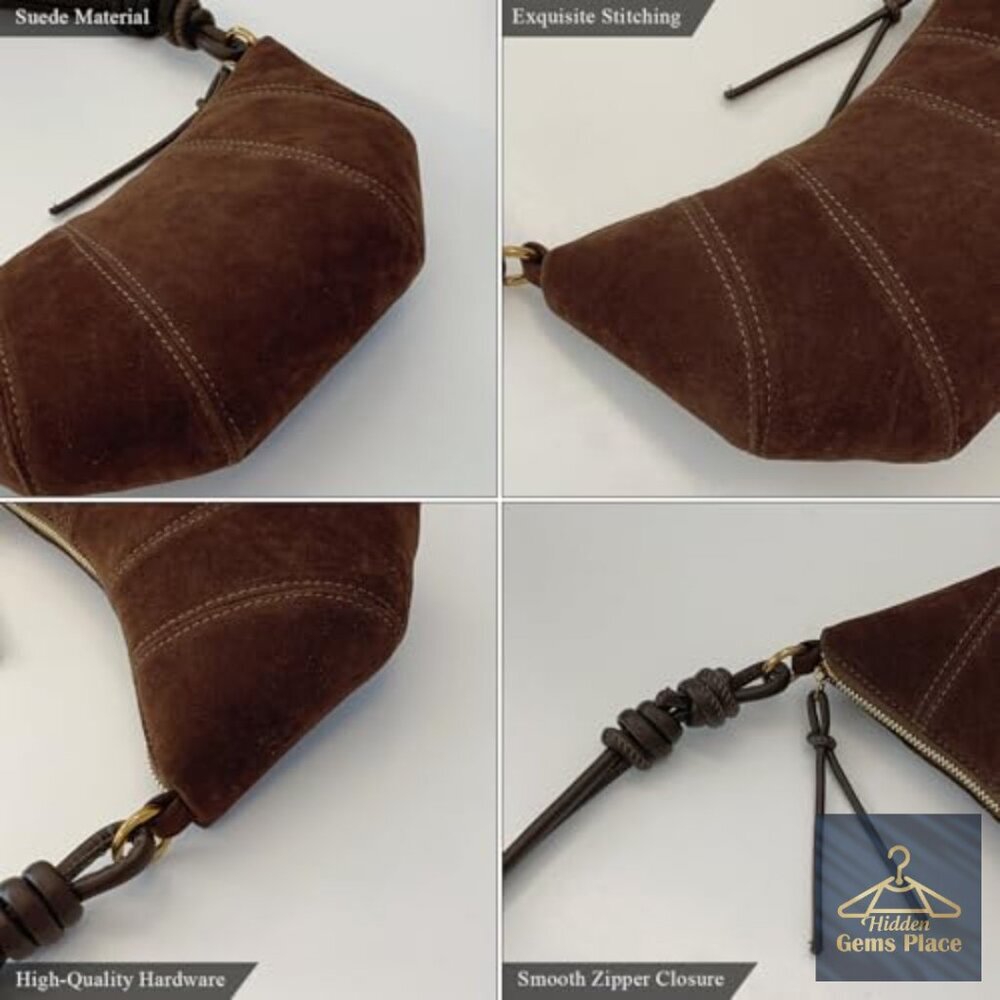 Mini Suede Crescent Bag Crossbody Shoulder Tote Hobo Purse - Picture 5 of 7